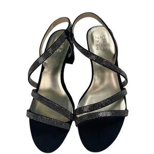 Women’s Naturalizer Strap Healed Black Crystal Embellished Sandals. Size 8M.